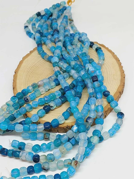 Akik Taşı Küp Şekilli 6-7mm Aralığı Dizi (54448) - Resim 3