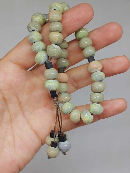 Anadolu Toprağı Serisi 33’Lük Yeşil Renk Seramik Boncuk Tesbih 8-9mm (54230) - Resim 5
