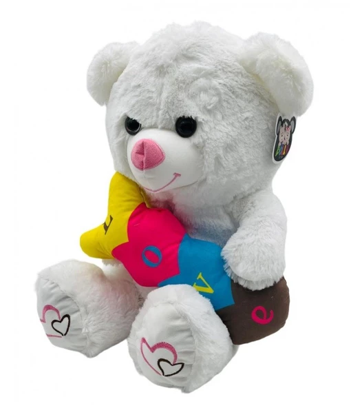 Peluş Renkli Love Kalpli Ayıcık 60 Cm - Mavi Su Dünyası ürün görseli