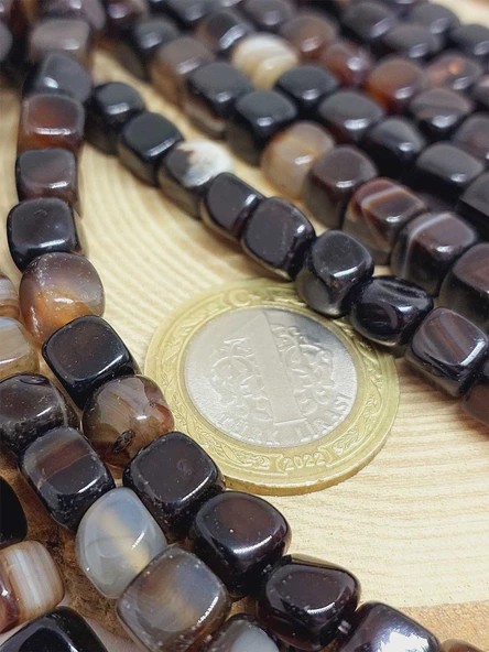 Akik Taşı Küp Şekilli 6-7mm Aralığı Dizi (54446) - Resim 2