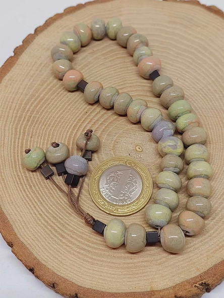 Anadolu Toprağı Serisi 33’Lük Yeşil Renk Seramik Boncuk Tesbih 8-9mm (54230) - Resim 6