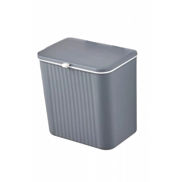 Piev Mutfak Tezgah Üstü Dolap Askılı Kapaklı 15 Lt Çöp Kovası Gri - 5