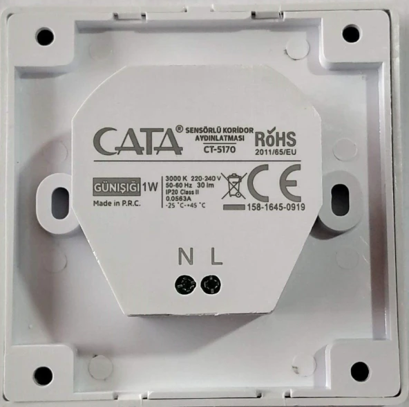 CATA CT 5170 1W Beyaz Kasa Sensörlü Koridor Aydınlatması 3200K Gün Işığı - 2