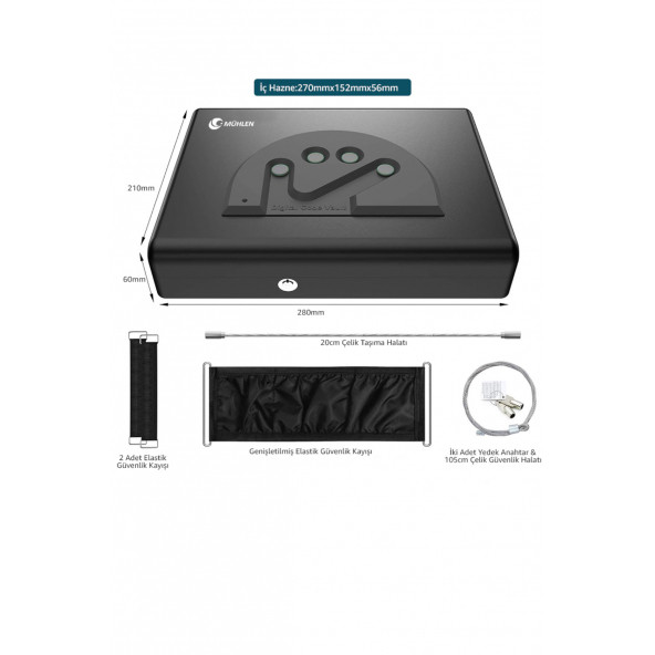 MÜHLEN Gun Safe 15D Dijital Şifreli Taşınabilir Çelik Silah Kasası - 4
