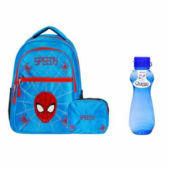 3 Gözlü İlkokul Çantası - Spiderman Okul Çantası + Beslenme Çantası + Matara