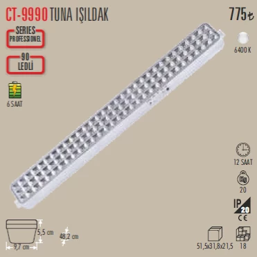 CT 9990 Cata 9 W 90 Ledli Işıldak Beyaz Işık 6400K