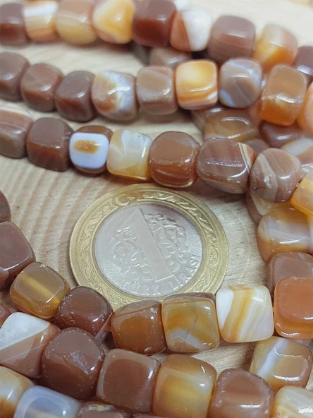 Akik Taşı Küp Şekilli 6-7mm Aralığı Dizi (54452) - Resim 2