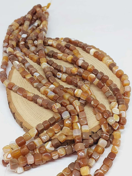 Akik Taşı Küp Şekilli 6-7mm Aralığı Dizi (54452) - Resim 3