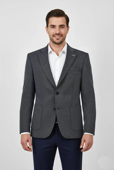 Erkek Tek Spor Ceket Çift Yırtmaçlı BGL-ST03983 - Resim 4