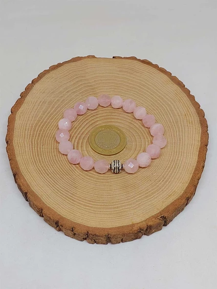 Sirius Serisi Pembe Kuvars Taşı 10mm Unisex Bileklik (52892) - Resim 3