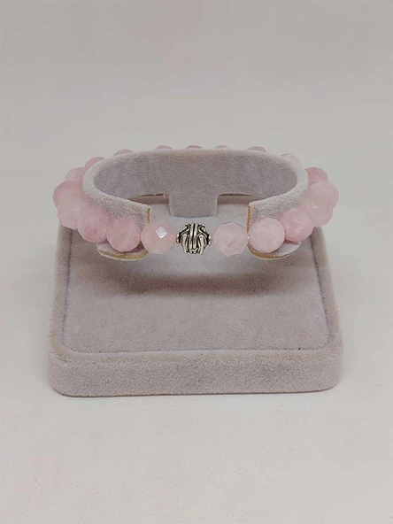 Sirius Serisi Pembe Kuvars Taşı 10mm Unisex Bileklik (52892) - Resim 4