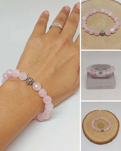 Sirius Serisi Pembe Kuvars Taşı 10mm Unisex Bileklik (52892) ürün görseli