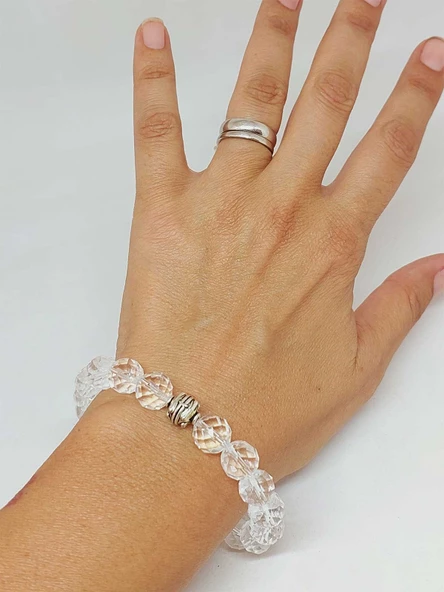Sirius Serisi Kristal Kuvars Taşı 10mm Unisex Bileklik (52894) - Resim 2