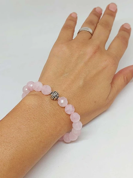 Sirius Serisi Pembe Kuvars Taşı 10mm Unisex Bileklik (52892) - Resim 2