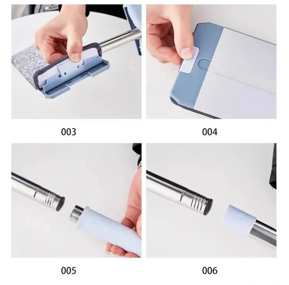 TEKERLEKLİ KATLANIR KOVA VE ÜST KALİTE KENDİNDEN SIKMALI MOP TAKIMI - 2