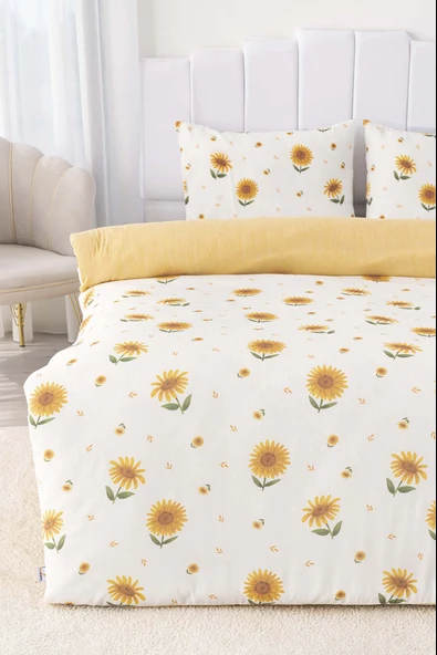 Rivaİstanbul Ayçiçeği Çift Kişilik Nevresim Takımı Pamuklu ürün görseli 1