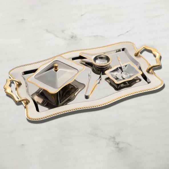 Nehir Zincir Altın Sade 28 Parça Çay Takımı - 3