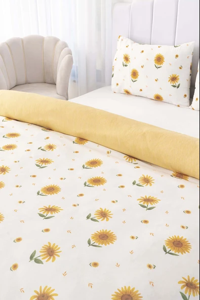 Rivaİstanbul Ayçiçeği Çift Kişilik Nevresim Takımı Pamuklu - Resim 3