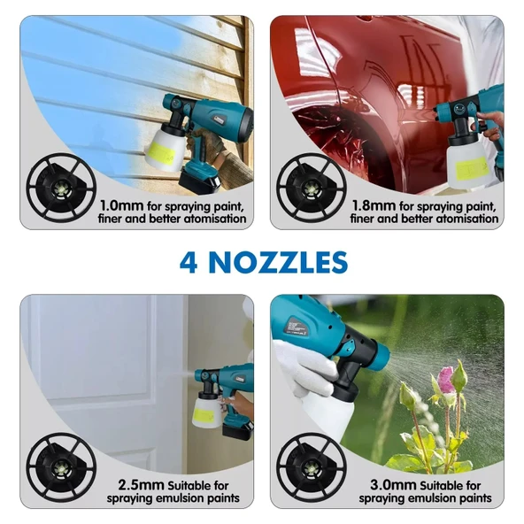 Yüksek Basınçlı Çift Akülü Sprey Boya Püskürtme Tabancası Makinesi - 6