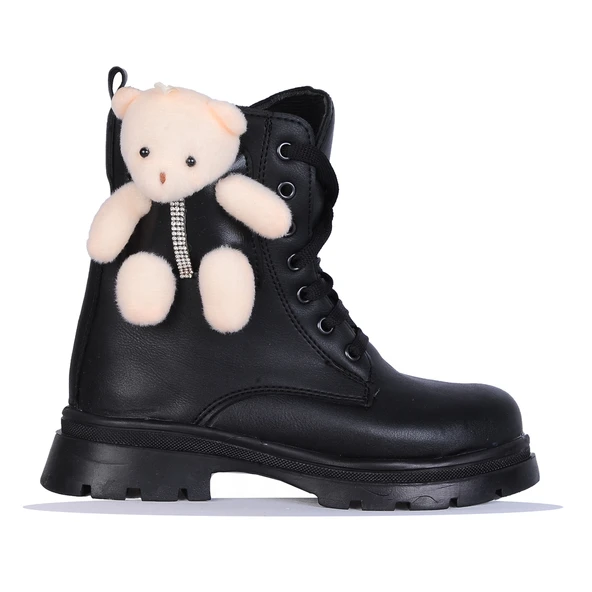 Moda Ayakkabı 746 Siyah Cilt Kız Çocuk Bot Ayakkabı - 5