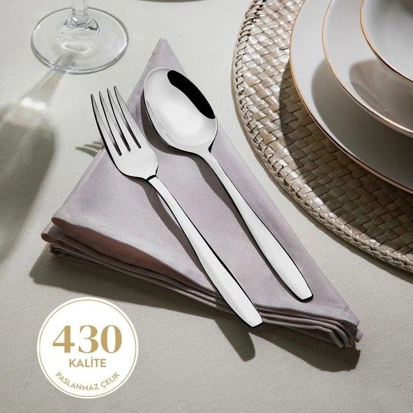 Nehir Sahra Sade 12 Kişilik 72 Parça Çatal Kaşık Bıçak Takımı - 3