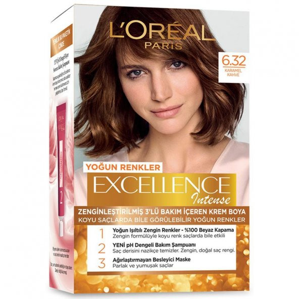 Loreal Excellence Intense Krem Saç Boyası  6.32 Karamel Kahve