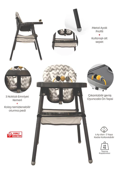 Kanz Ultrafix Mama Sandalyesi Gri