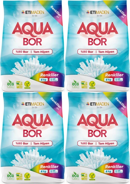 Boron AquaBor Matik Toz Çamaşır Deterjanı 24KG (Renkliler İçin) 160 Yıkama (4PK*6KG)