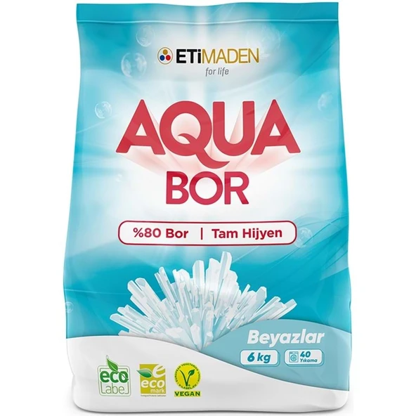 AquaBor Matik Toz Çamaşır Deterjanı 36KG (Beyazlar İçin) 240 Yıkama (6PK*6KG) - 2