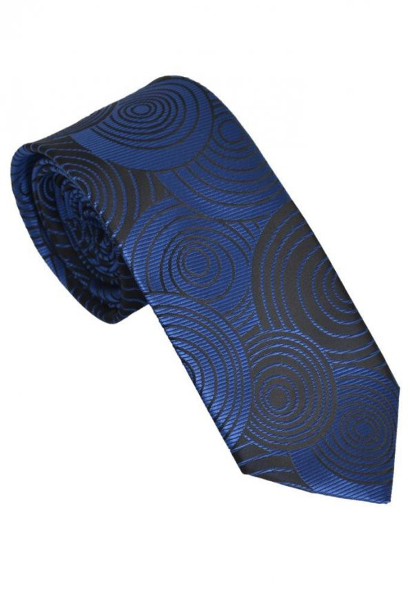 Brianze Geometrik Desen Mavi Mendilli Kravat - Resim 2