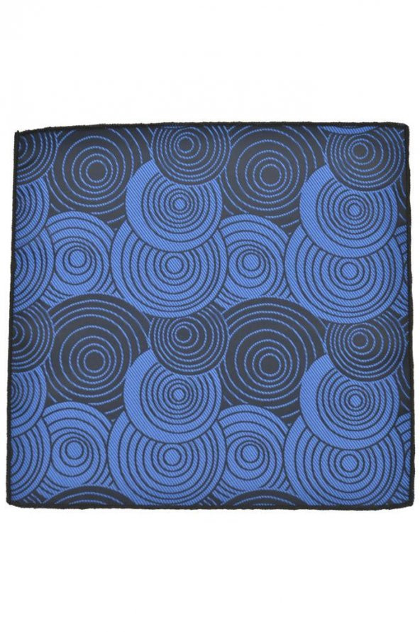 Brianze Geometrik Desen Mavi Mendilli Kravat - Resim 4