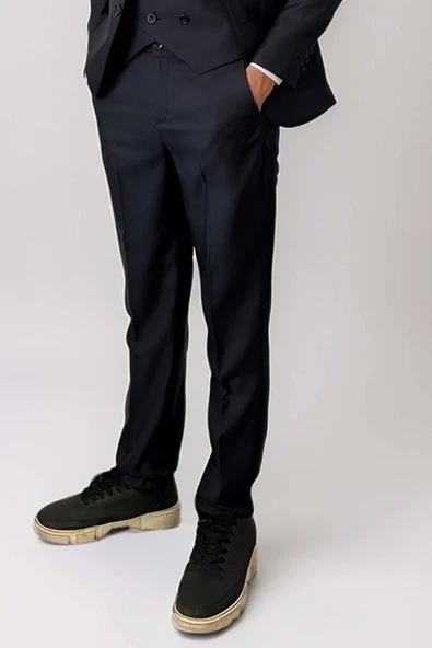 Erkek Çocuk Blazer Ceketli, Cepken Yelekli Siyah Takım Elbise 10-16 Yaş - 10