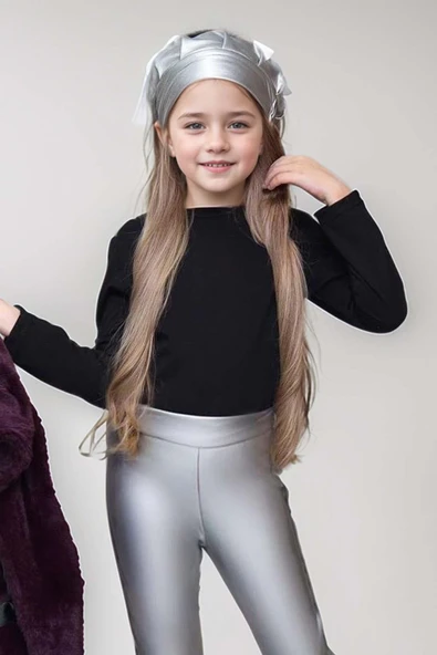 Kız Çocuk Penye Kazak ve Deri Taytlı Kuşak Detaylı Jarse Bordo Kürklü Kaban - 6