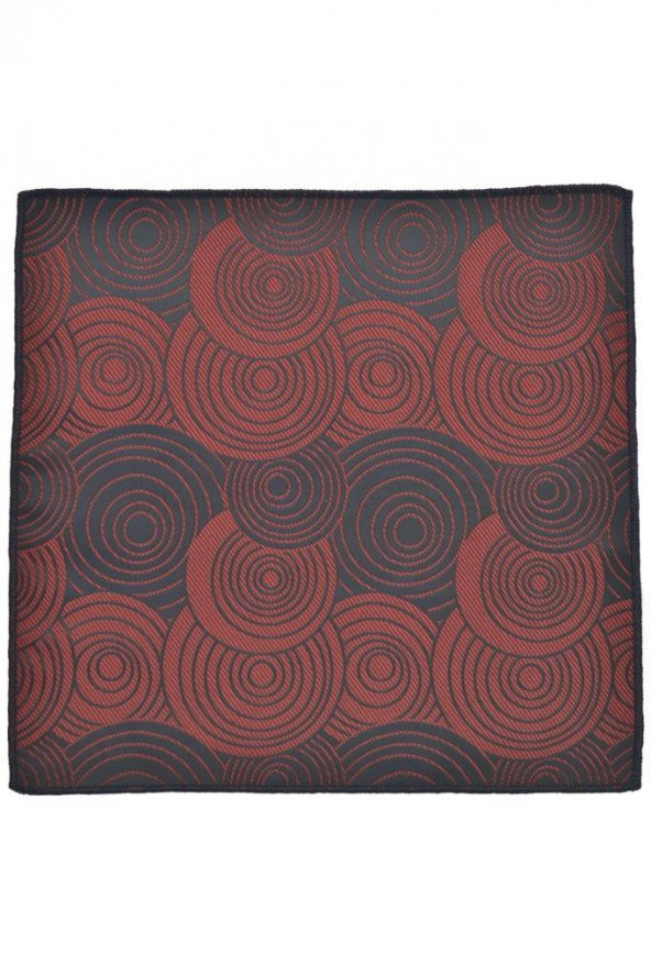 Brianze Geometrik Desen Bordo Mendilli Kravat - Resim 4