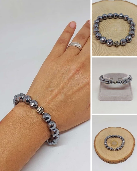 Sirius Serisi Terahertz Taşı 10mm Unisex Bileklik (52902) ürün görseli