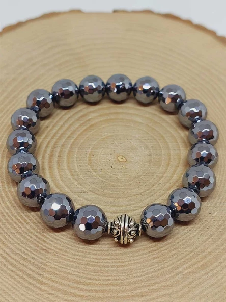 Sirius Serisi Terahertz Taşı 10mm Unisex Bileklik (52902) - Resim 5