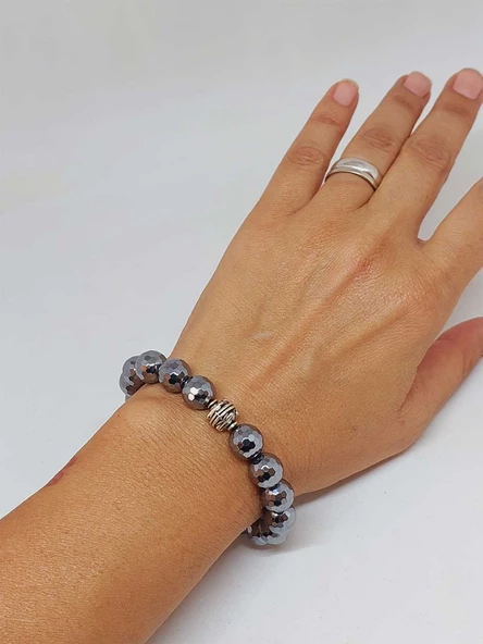 Sirius Serisi Terahertz Taşı 10mm Unisex Bileklik (52902) - Resim 4