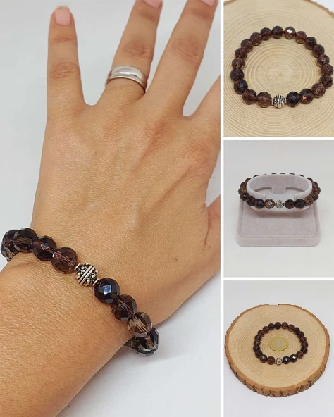 Sirius Serisi Dumanlı Kuvars Taşı 10mm Unisex Bileklik (52934) ürün görseli