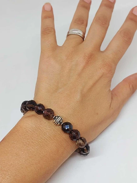 Sirius Serisi Dumanlı Kuvars Taşı 10mm Unisex Bileklik (52934) - Resim 4