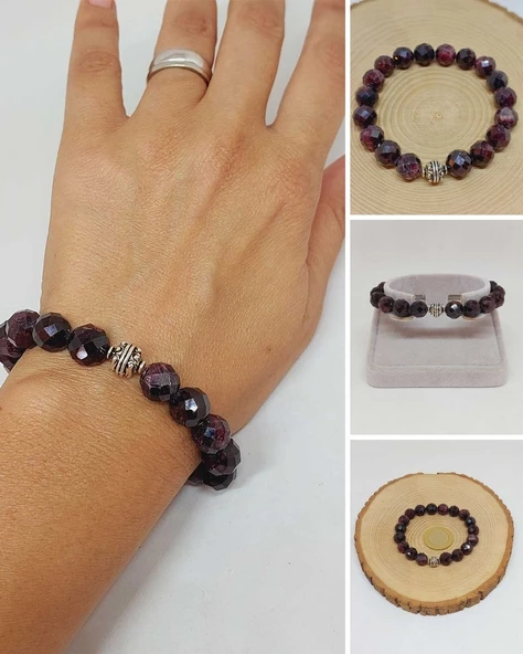 Sirius Serisi Lal (Granat) (Garnet) Taşı 10mm Unisex Bileklik (52918) ürün görseli