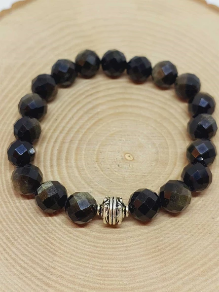 Sirius Serisi Golden Obsidyen Taşı 10mm Unisex Bileklik (52930) - Resim 5