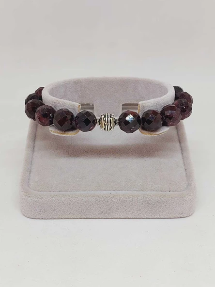 Sirius Serisi Lal (Granat) (Garnet) Taşı 10mm Unisex Bileklik (52918) - Resim 2