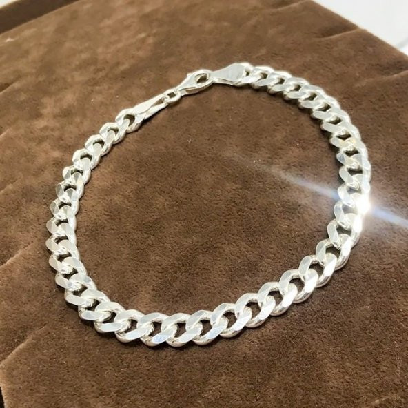 Gurmet 7 mm Klasik Gümüş Zincir Erkek Bileklik - 2