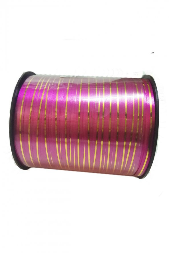 Yaldızlı Altın Sarı Çizgili Mor Renkli Rafya Balon İpi  5mm x 200 mt - 2