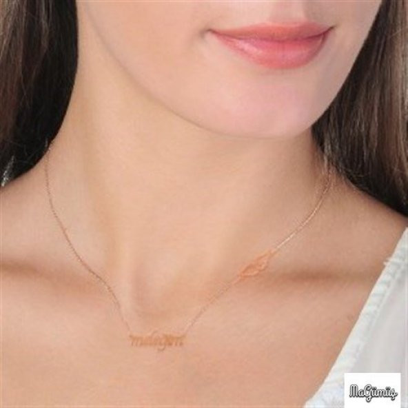 Meleğim Yazılı Rosegold Gümüş Kolye - 2