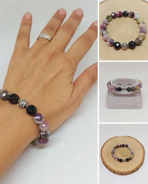 Sirius Serisi Turmalin Taşı Karışık Renkler 10mm Unisex Bileklik (52932) ürün görseli
