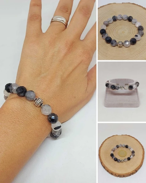 Sirius Serisi Rutil Kuvars Taşı 10mm Unisex Bileklik (52926)