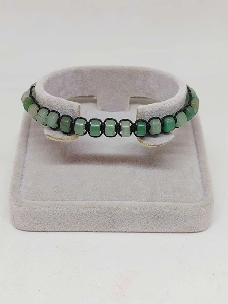 Aventurin Taşı Rondela Kesim Makrome Tasarım Unisex Bileklik (49330) - Resim 4