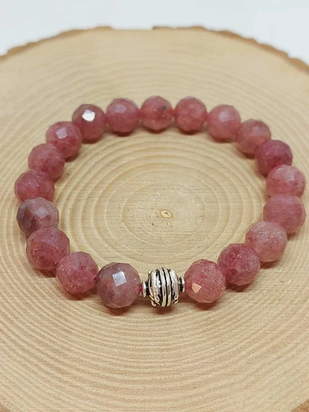 Sirius Serisi Çilek Kuvars Taşı 10mm Unisex Bileklik (52922) - Resim 5