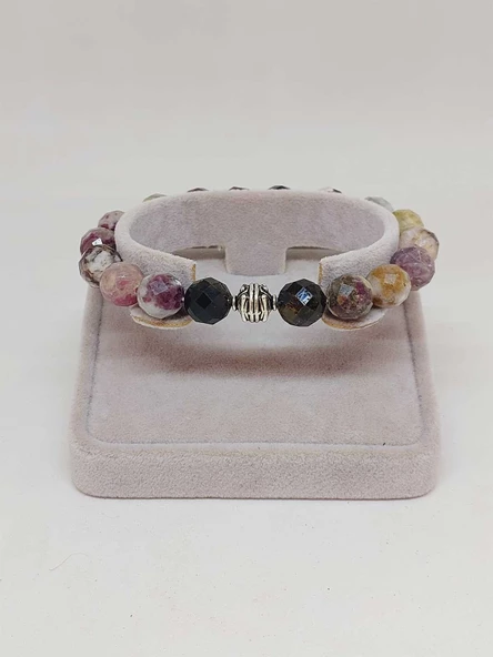Sirius Serisi Turmalin Taşı Karışık Renkler 10mm Unisex Bileklik (52932) - Resim 2